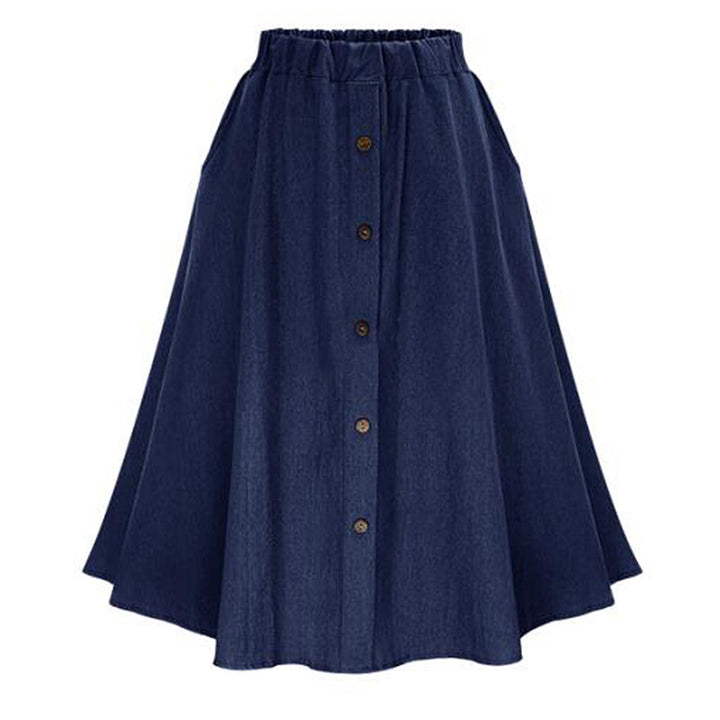 Damen Langer Denim-Rock mit Knopfdetails Drune