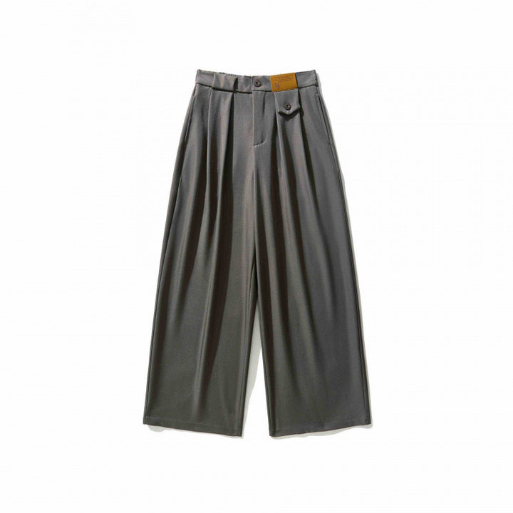 Damen Weite Culotte-Hose mit Kellerfalten, hohem Bund und dekorativem Knopfdetail Drune