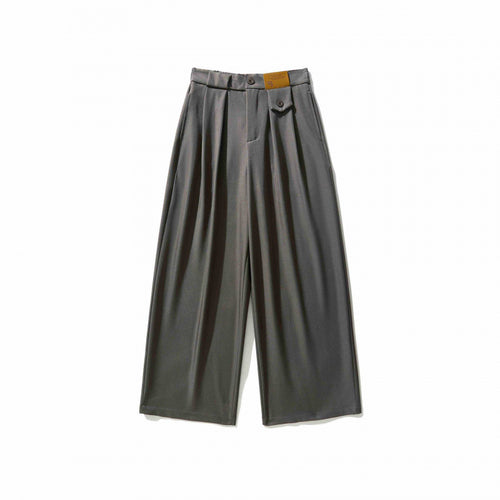 Damen Weite Culotte-Hose mit Kellerfalten, hohem Bund und dekorativem Knopfdetail Drune
