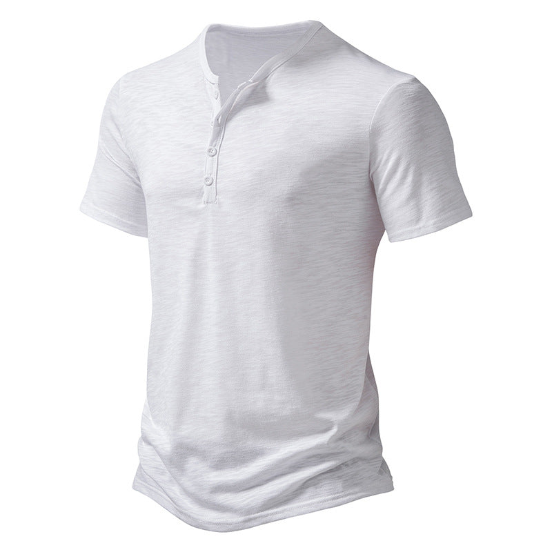 Herren Kurzarm Henley-T-Shirt mit Knopfleiste und atmungsaktivem Material Drune