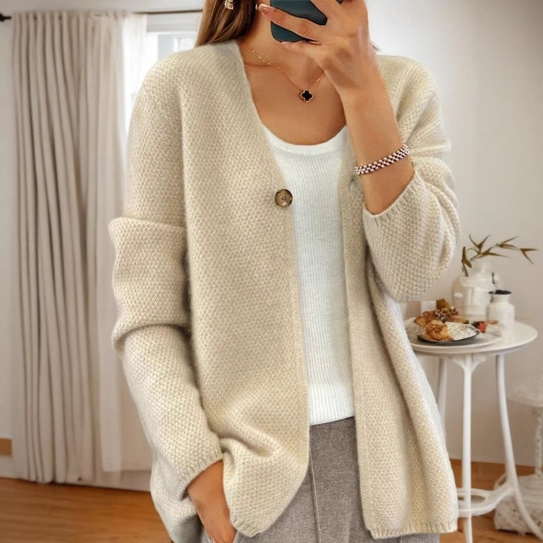 Damen nan strukturierter Strickcardigan mit V-Ausschnitt und verdeckter Knopfleiste Drune