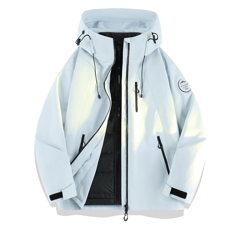 Damen Leichte wasserdichte Kapuzenjacke mit Teddy‑Charm und verdeckten Reißverschlusstaschen Drune