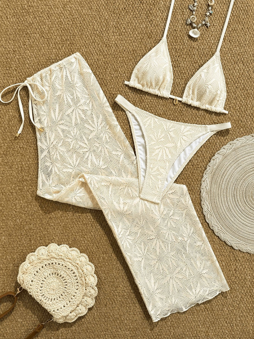 Damen Bikiniset mit modischem Häkelmuster Drune