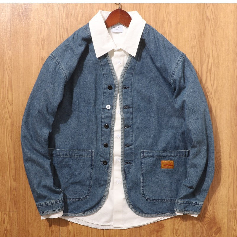 Herren Modische Denim-Jacke mit Taschen Drune