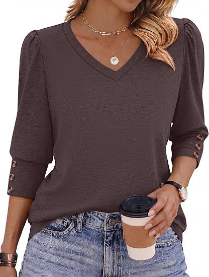 Damen Leopardenmuster V‑Neck Bluse mit 3/4-Ärmeln und geraffter Vorderpartie Drune