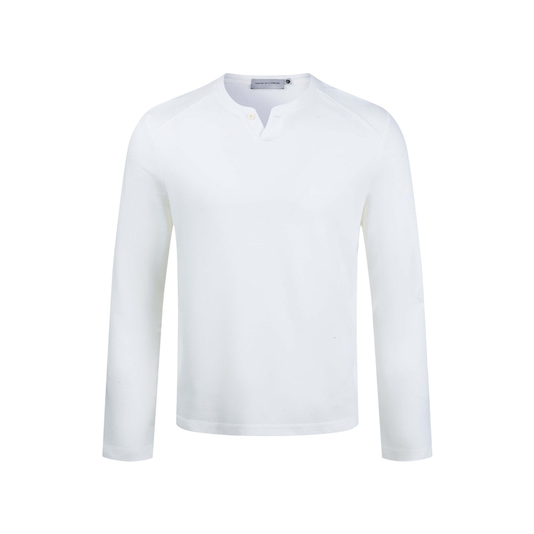 Herren Feines Longsleeve-Henley mit kurzem Knopfverschluss und Raglanärmeln Drune