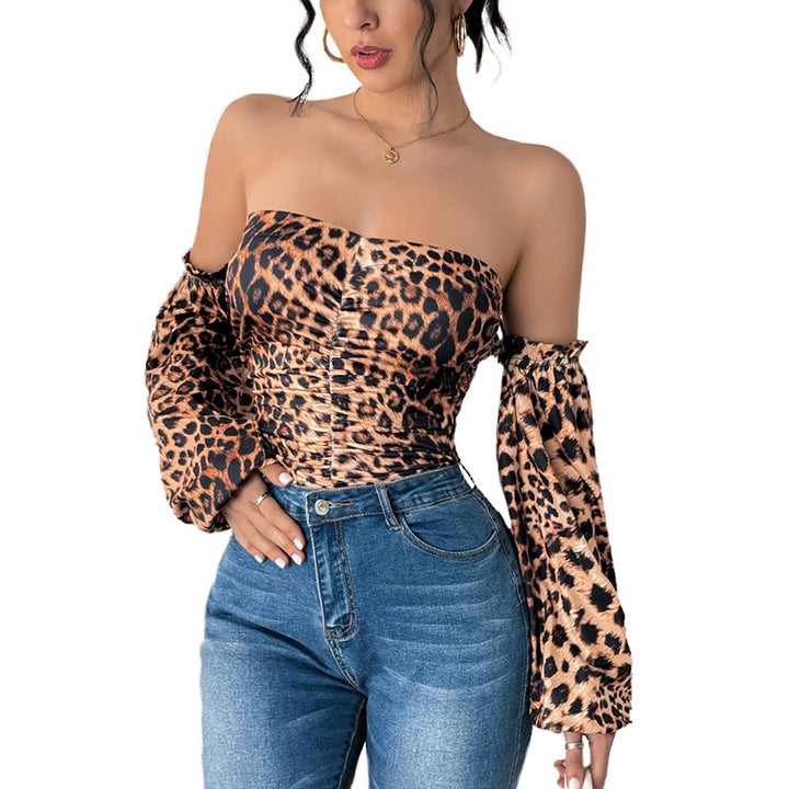 Damen Schulterfreies Bustier-Top mit abnehmbaren Puffärmeln und Raffung Drune
