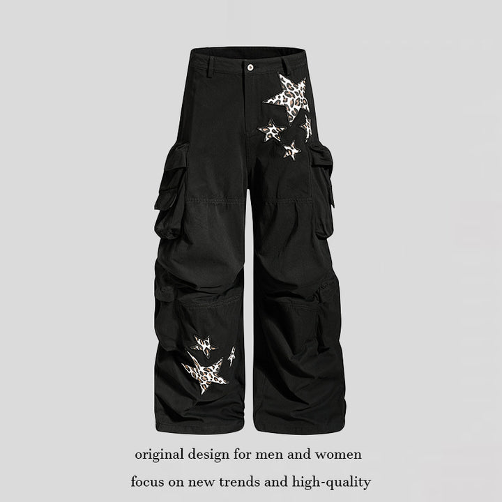 Damen weite Cargo-Culottehose mit Oversize-Taschen und Stern-Leo-Applikation Drune
