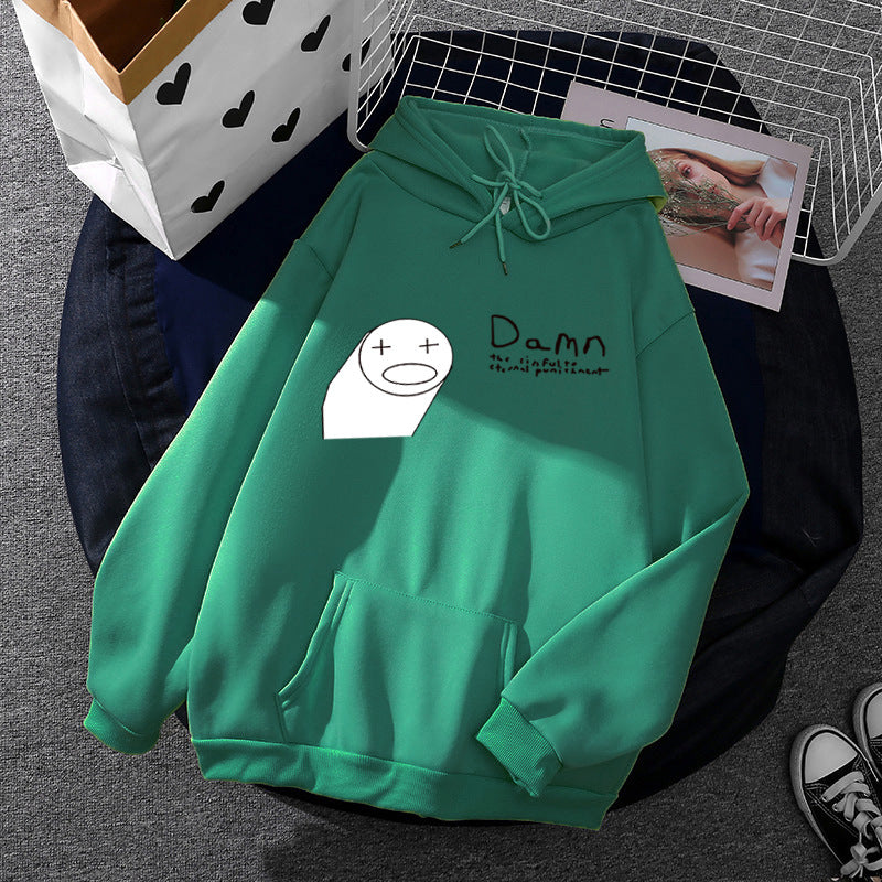 Damen nan Kapuzenpullover mit minimalistischer Grafik, lockerer Oversize-Passform und Kängurutasche Drune