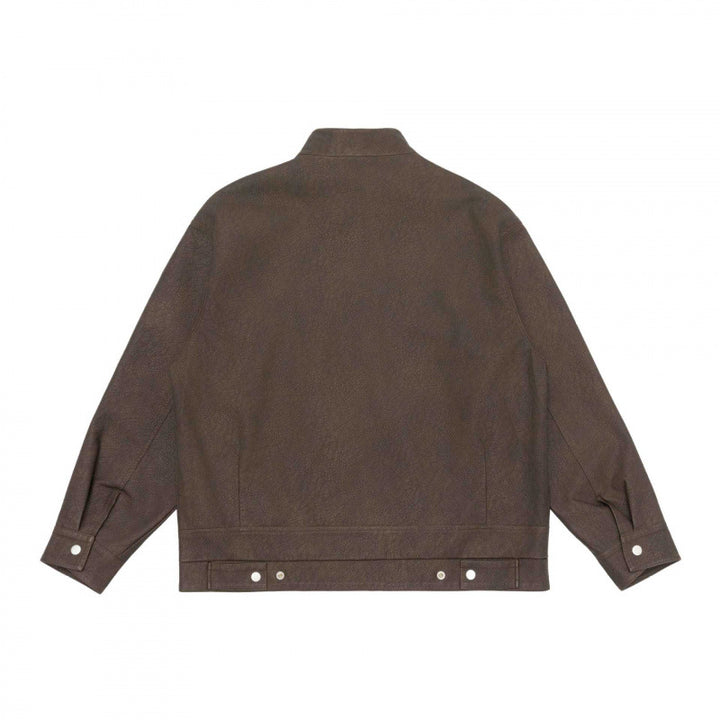 Unisex Boxy-Hemdjacke im Worker‑Stil mit Stehkragen, Frontreißverschluss und Pattentaschen Drune