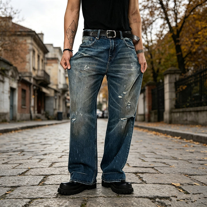 Herren Weite, Ripped Jeans Drune