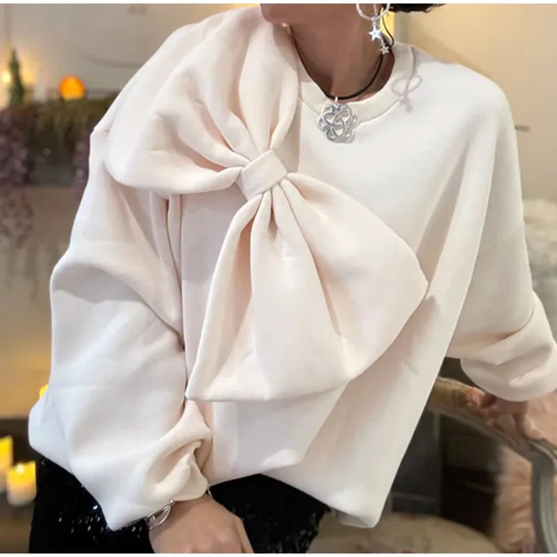 Damen Modischer Sweatshirt mit dekorativem Schleifen-Detail Drune