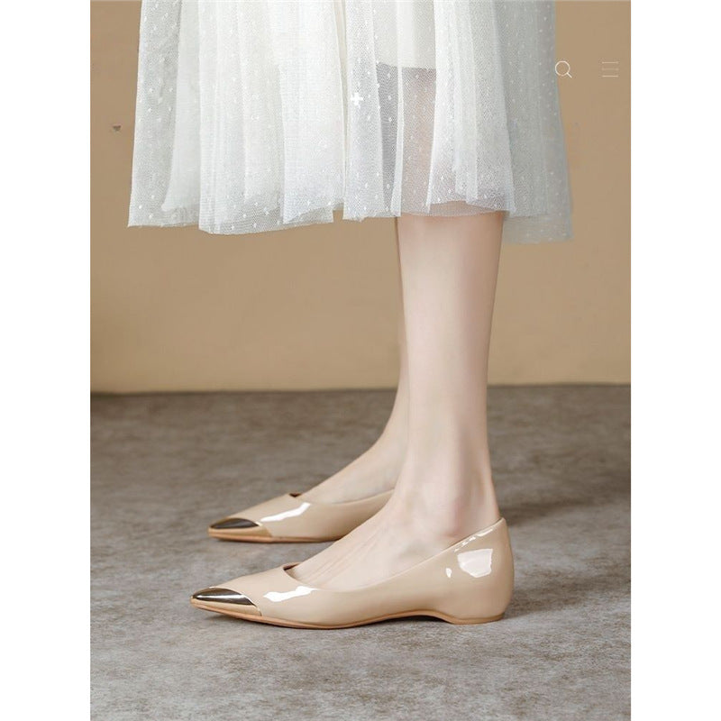 Damen Spitz zulaufende Ballerinas mit Leopardenmuster und metallischer Zehenkappe Drune