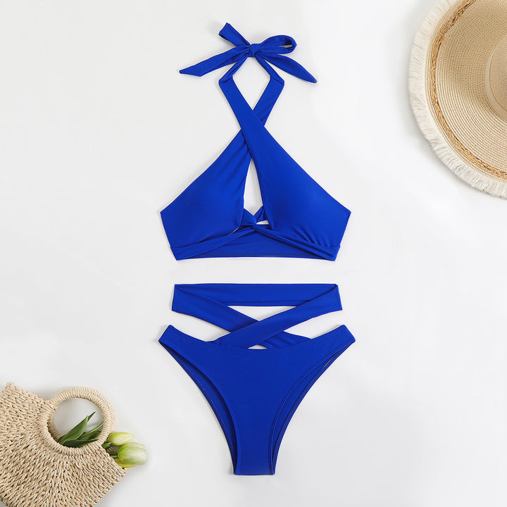 Damen Bikini-Set mit verstellbaren Trägern und elegantem Kreuzdesign Drune