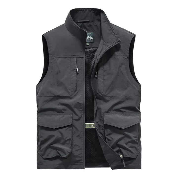 Herren Utility-Outdoorweste mit Multifachtaschen, Mesh-Futter & Stehkragen Drune