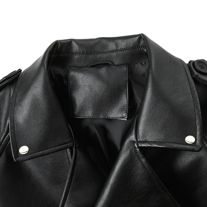 Damen Modische Cropped Kunstlederjacke Drune