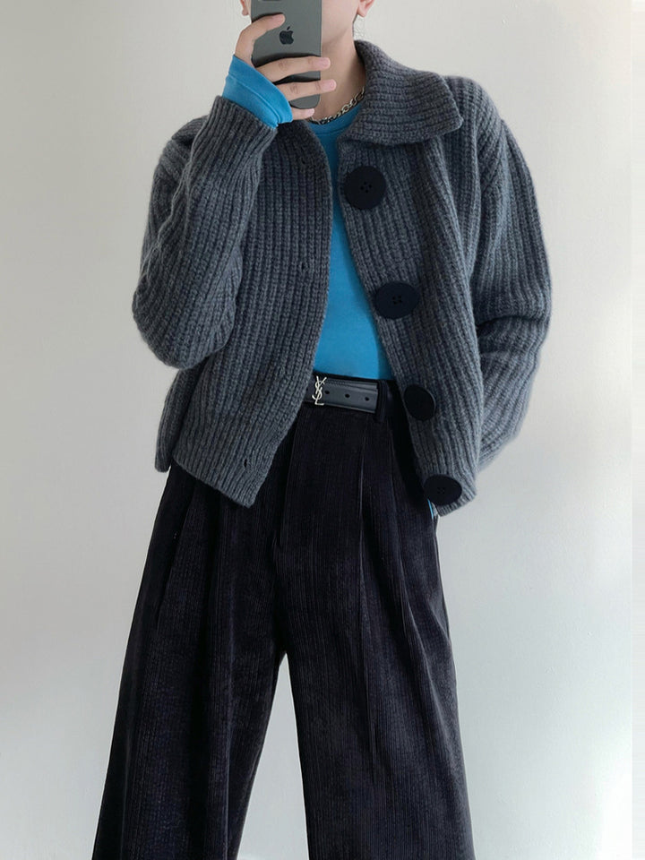 Damen Kuschelige Strickjacke mit großen Knöpfen Drune