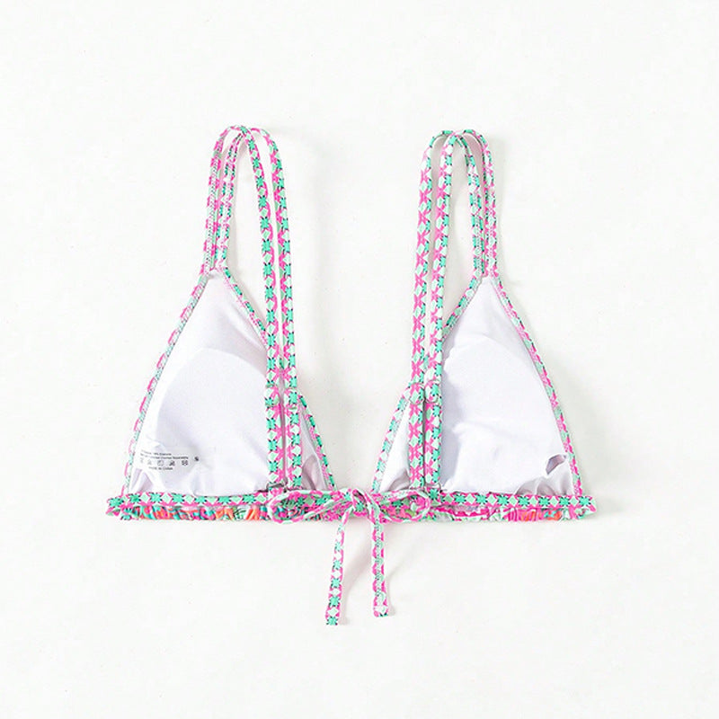Damen Triangel-Bikini-Oberteil mit buntem Muster Drune