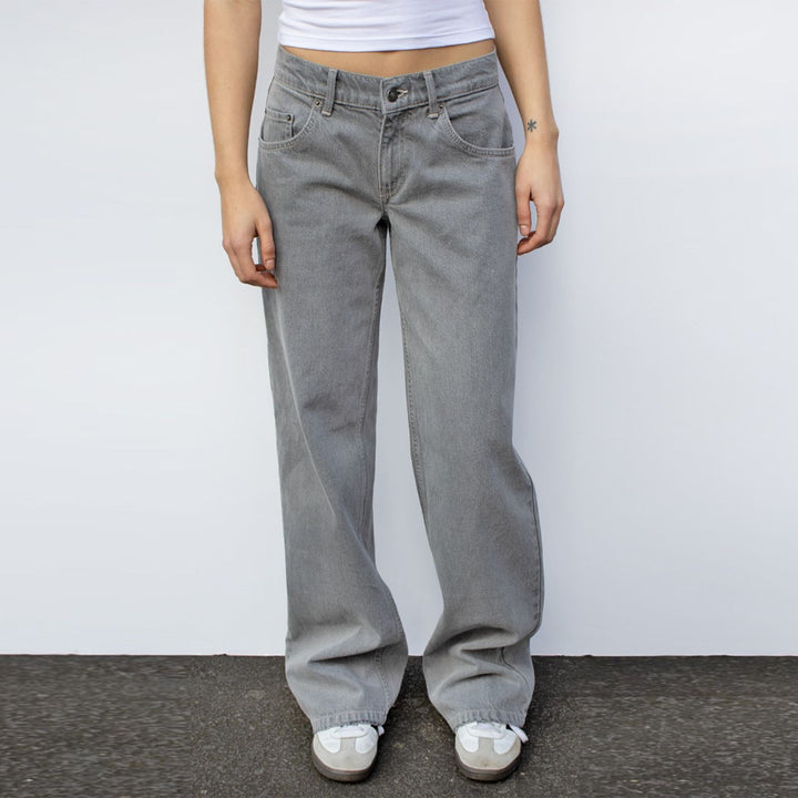 Damen nan weites Denim Hosenmodell mit tiefem Bund und weitem Schlag Drune