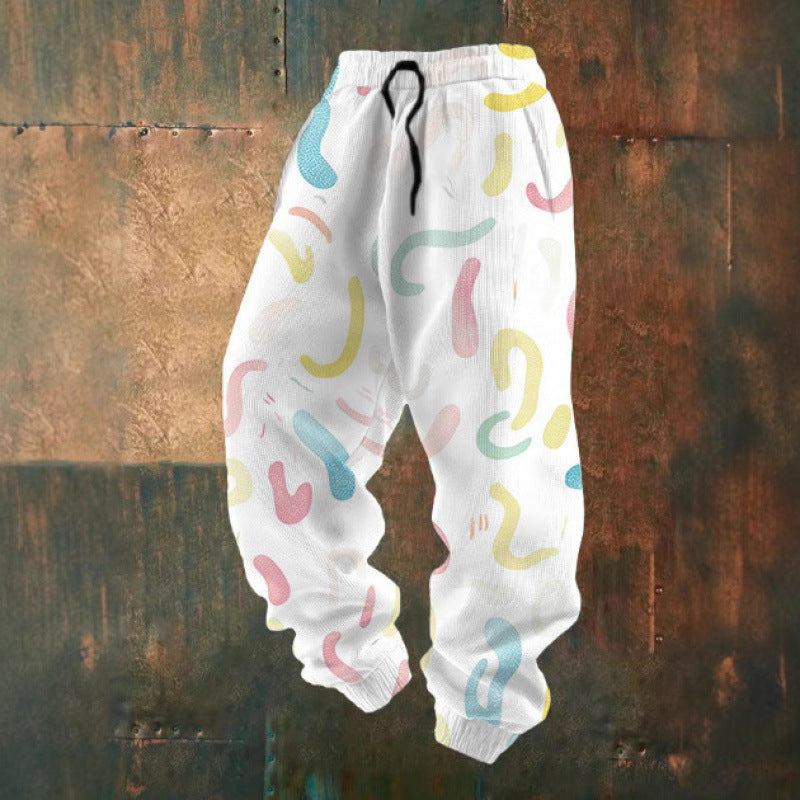 Damen Bequeme Freizeithose mit kreativem Druck Drune