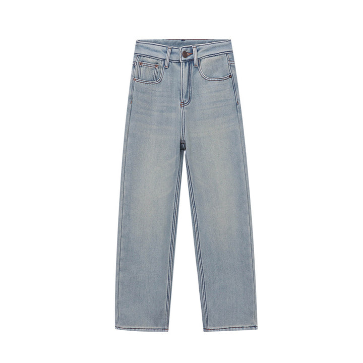 Damen High-Waist Jeans mit weitem Bein und klassischen Details Drune
