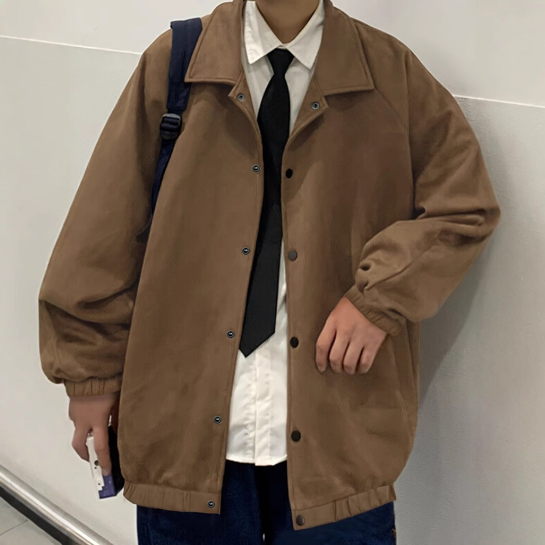 Herren Oversized Coachjacke aus Mikrofaser mit Druckknopfverschluss Drune