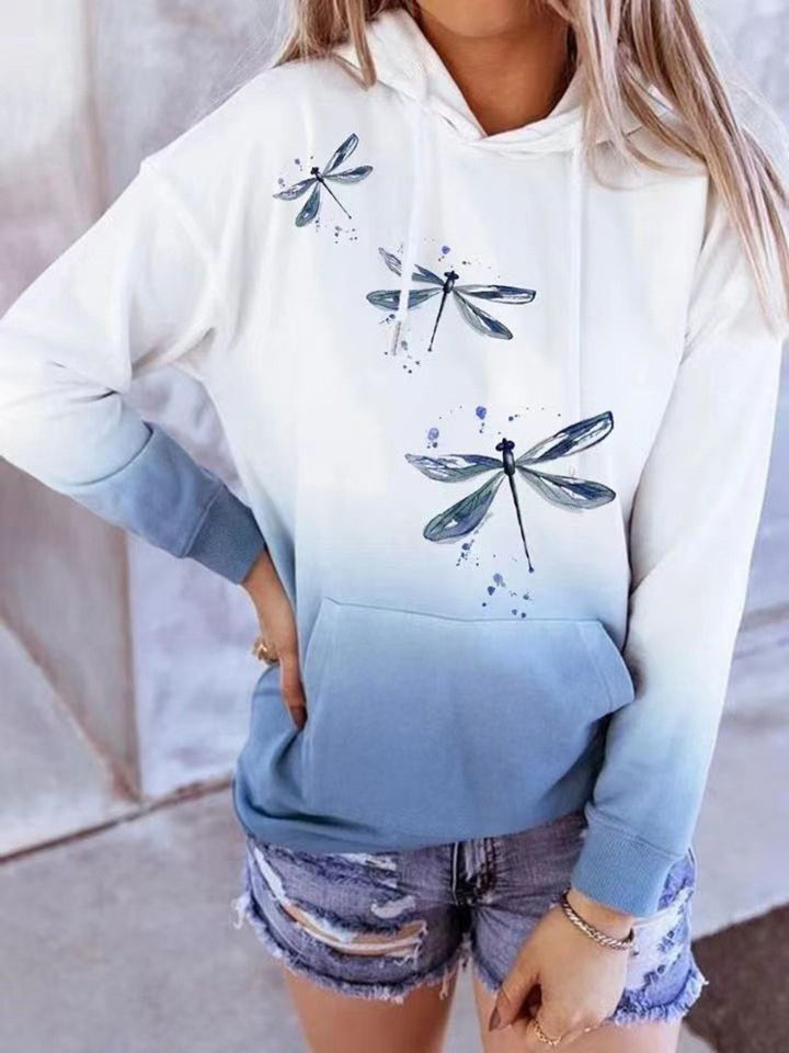 Damen Halloween Kapuzenpullover mit Kürbis- und Katzenprint, Paillettenbesatz und Oversize-Schnitt Drune