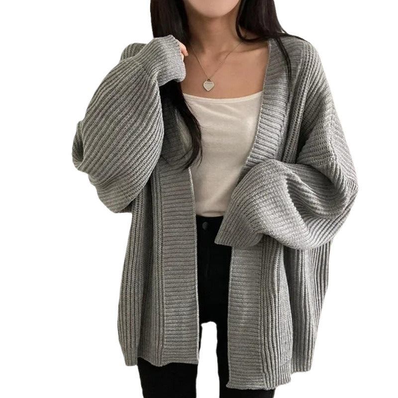 Damen weicher Strickcardigan mit lässigem Schnitt und aufgelegten Ärmeln Drune