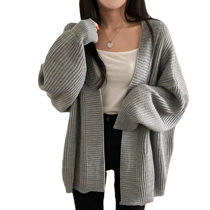 Damen weicher Strickcardigan mit lässigem Schnitt und aufgelegten Ärmeln Drune