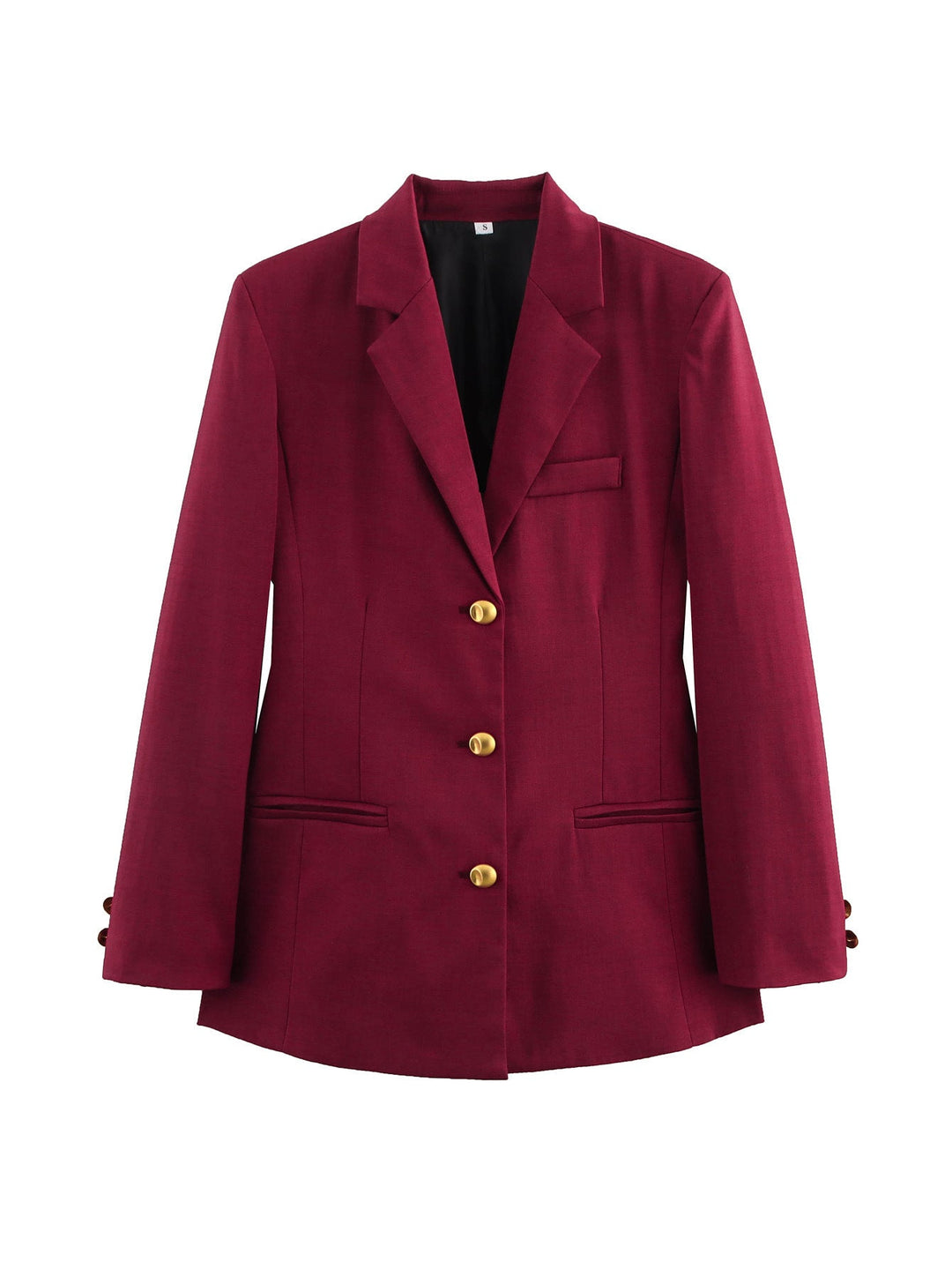 Damen karierten Blazer mit goldenen Knöpfen und praktischen Taschen Drune