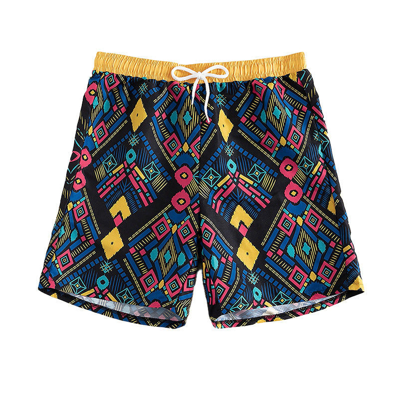 Damen Badehose mit elastischem Bund und modischem geometrischem Muster Drune