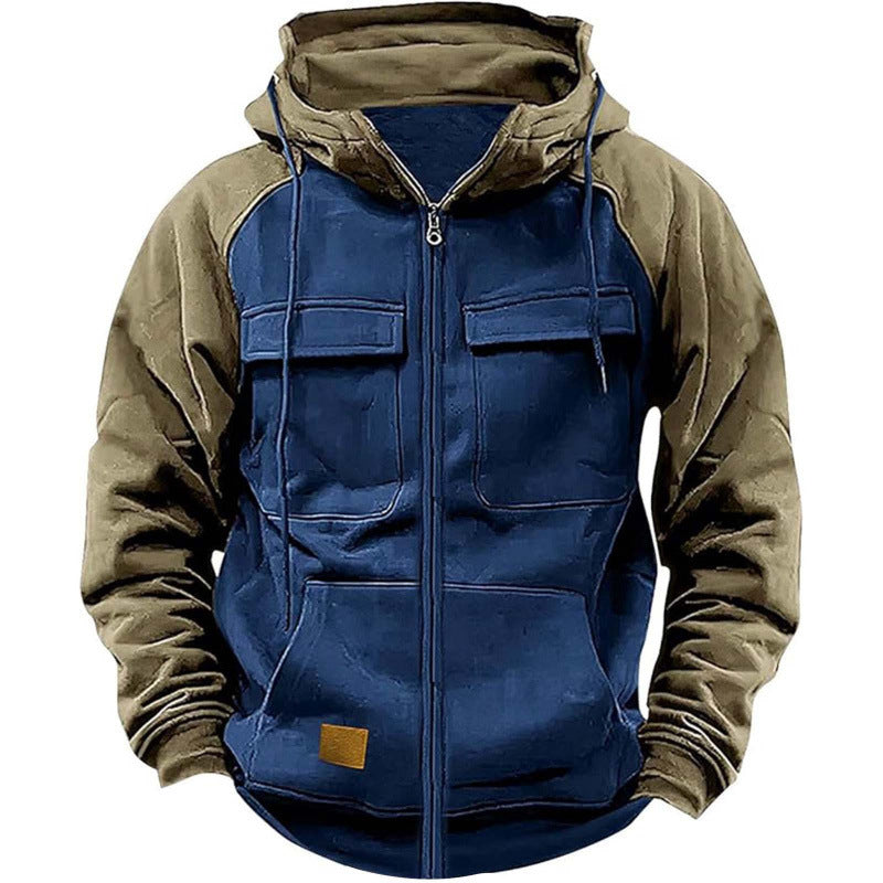 Herren Kapuzenjacke mit Cargo-Taschen und durchgehendem Reißverschluss Drune