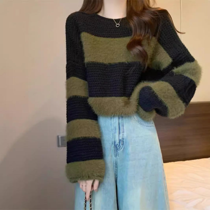 Damen Pullover mit breiten Streifen und lockerem Schnitt Drune