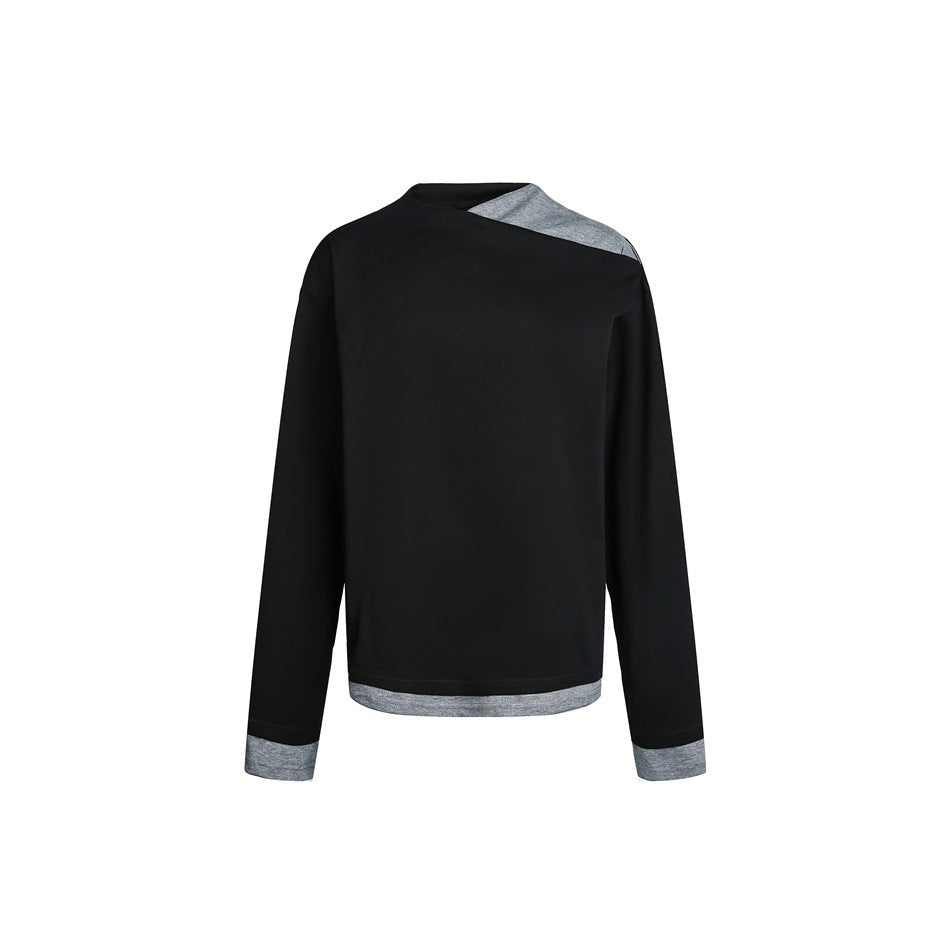 Damen Langarmshirt mit asymmetrischem Schulter-Cutout und kontrastierenden Bündchen Drune