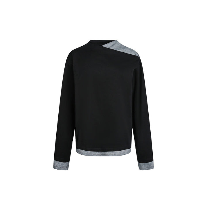 Damen Langarmshirt mit asymmetrischem Schulter-Cutout und kontrastierenden Bündchen Drune