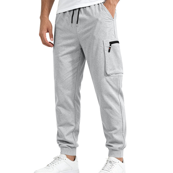 Herren Multifunktionale Slim-Jogginghose mit Cargo-Tasche, Elastischem Tunnelzug und Rippbündchen Drune