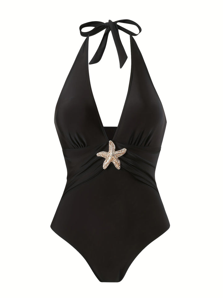 Damen Halterneck Bademode mit transparentem Pareo Drune