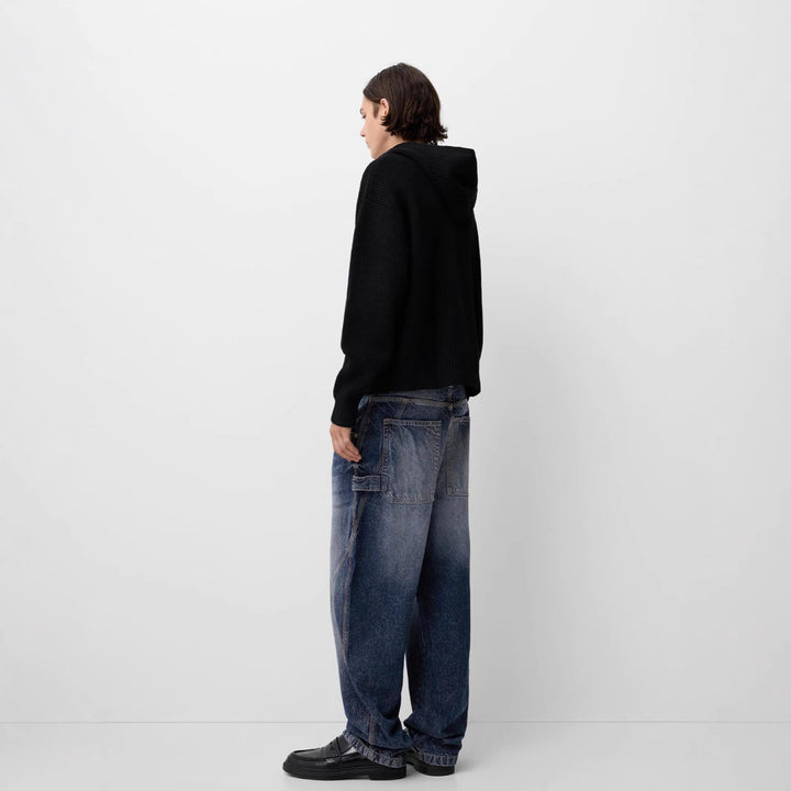 Herren nan lockere Carpenter-Jeans mit weitem Bein, tiefem Schritt und stonewashed Used-Optik Drune