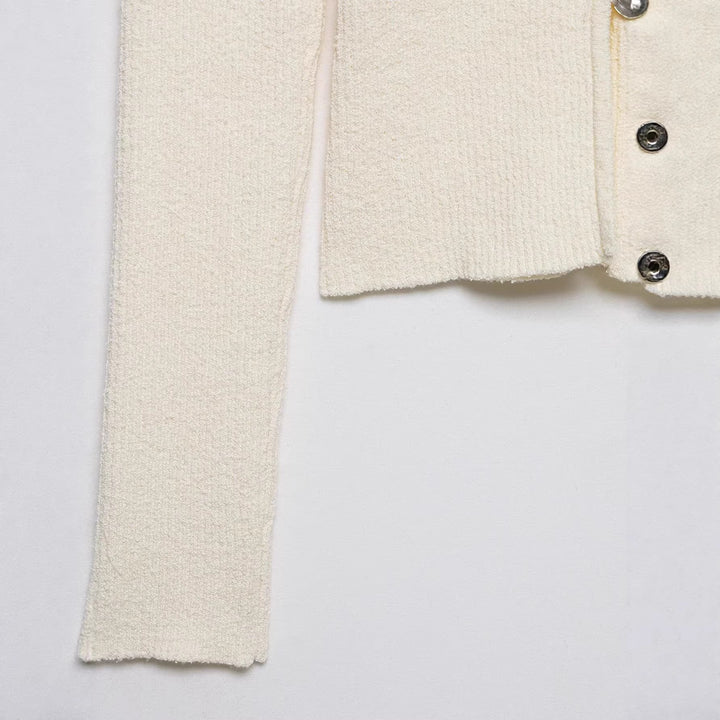 Damen Asymmetrische Strickjacke mit diagonalem Knopfverschluss Drune