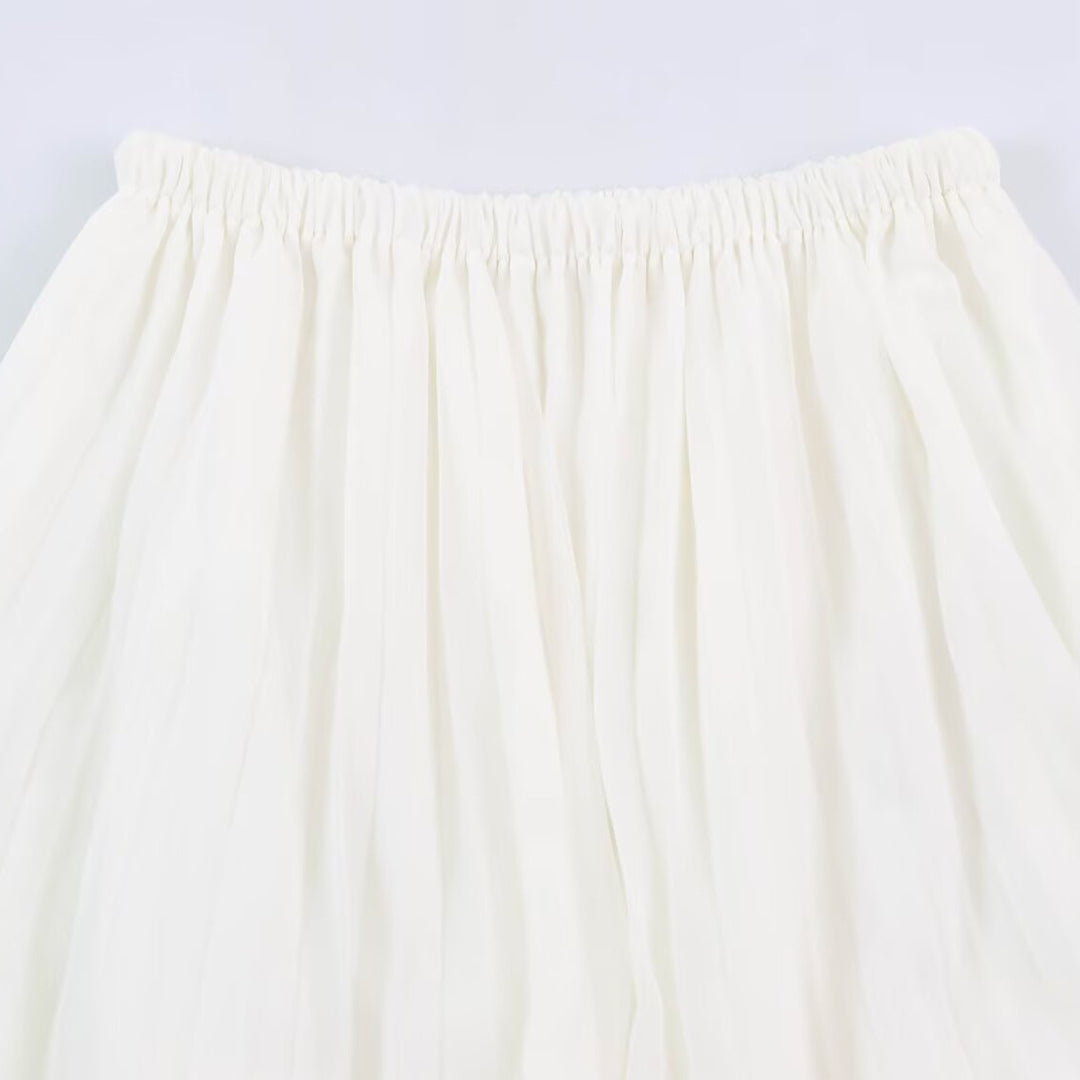 Damen Plissierter Maxi-Rock aus Chiffon mit elastischem Bund Drune