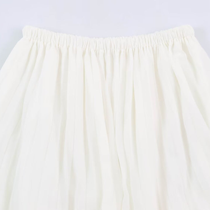 Damen Plissierter Maxi-Rock aus Chiffon mit elastischem Bund Drune