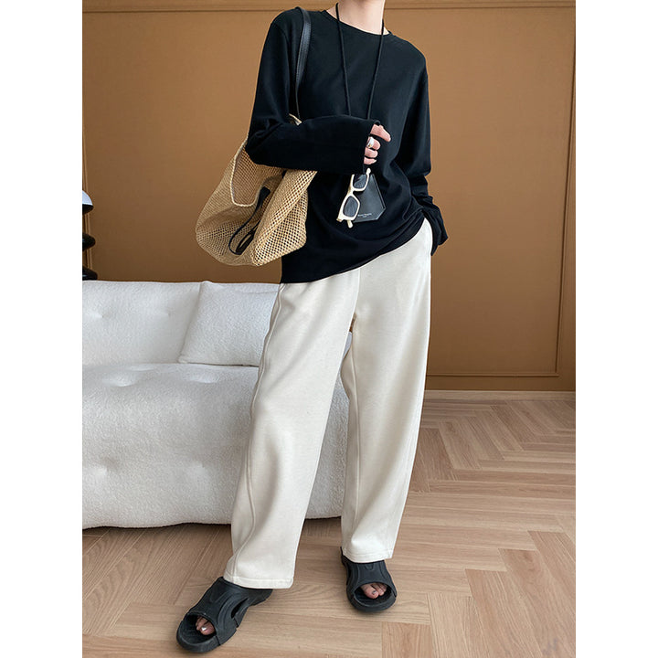 Damen Bequeme und lässige Langarmshirt mit lockerer Passform Drune