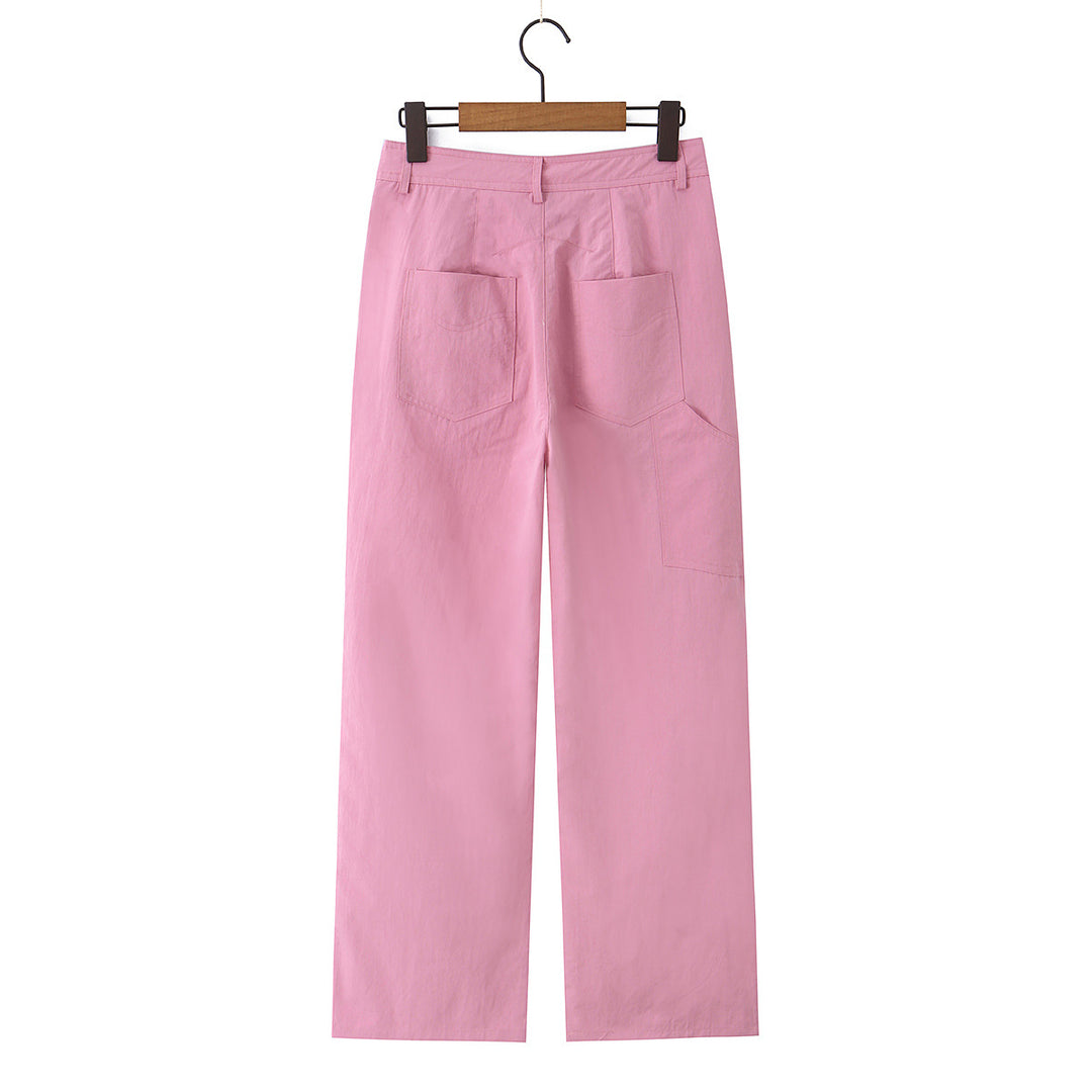 Damen nan weite Highwaist-Hose mit Bügelfalte, Bundfalten und geradem Bein Drune