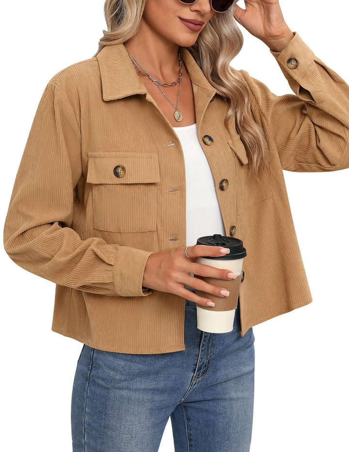 Damen Cordjacke mit zwei Brusttaschen Drune