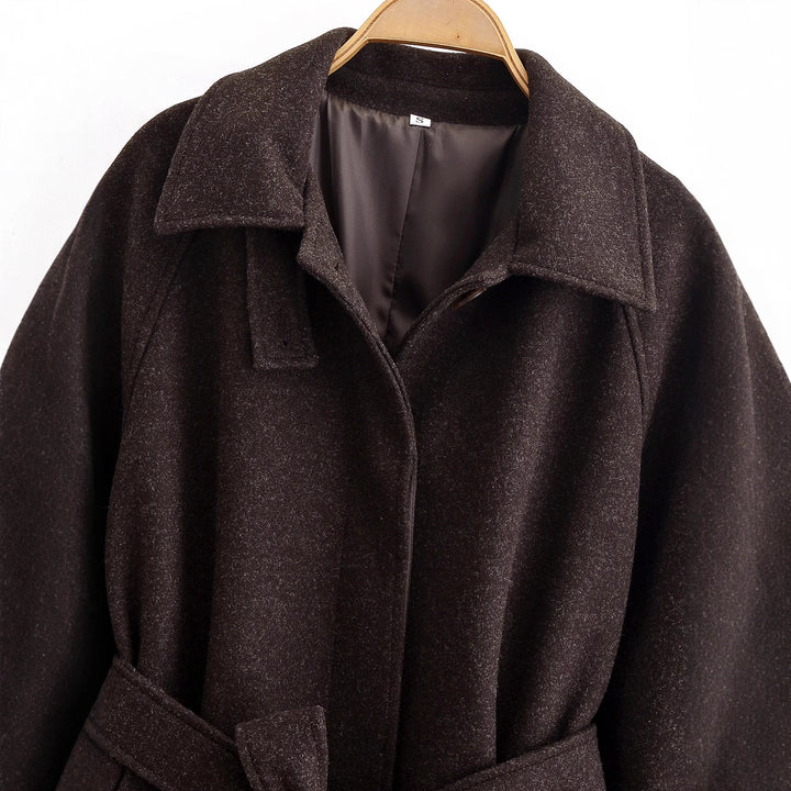 Damen 10+ taillierter Wollmix‑Mantel mit Bindegürtel Drune