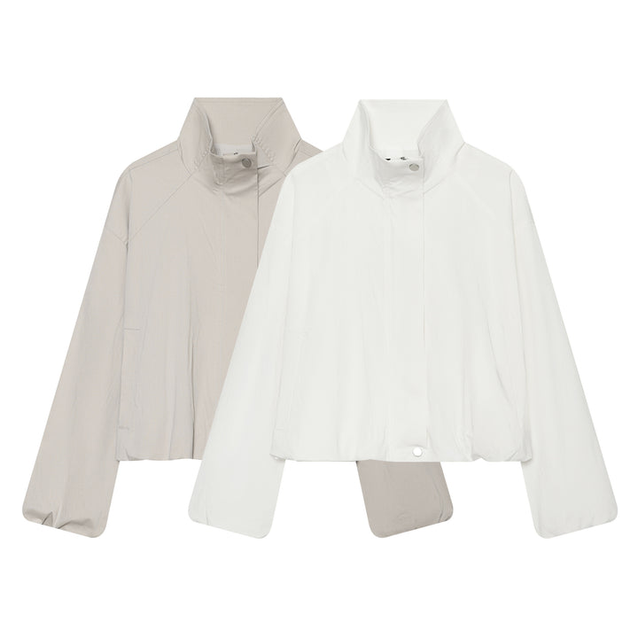 Damen Cropped Funktionsblouson mit Funnelkragen und verdeckter Druckknopfleiste Drune