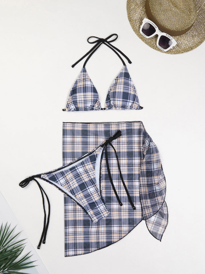 Damen Triangle Bikini Set mit durchsichtigem Cover-Up Drune