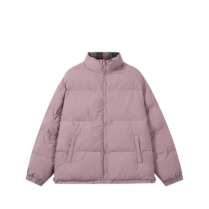 Unisex Boxy-Kurzparka mit gesteppter Isolierung, Tunnelzugsaum und kariert gefüttertem Kragen Drune