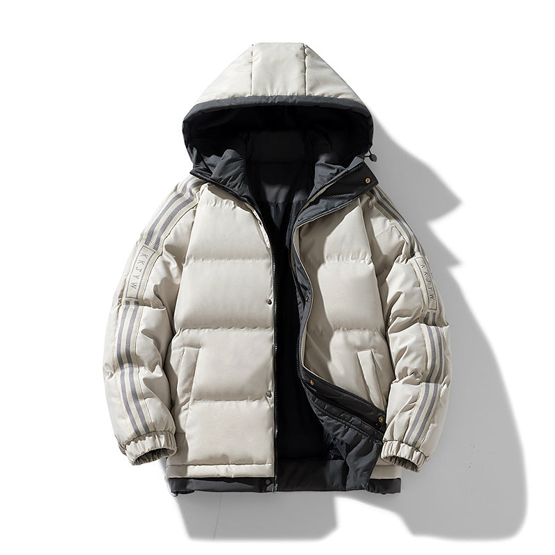 Herren sportive Stepp-Kapuzenjacke mit Zweiwege-Reißverschluss, Kordelzug und reflektierenden Schulterstreifen Drune