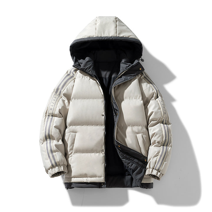 Herren sportive Stepp-Kapuzenjacke mit Zweiwege-Reißverschluss, Kordelzug und reflektierenden Schulterstreifen Drune